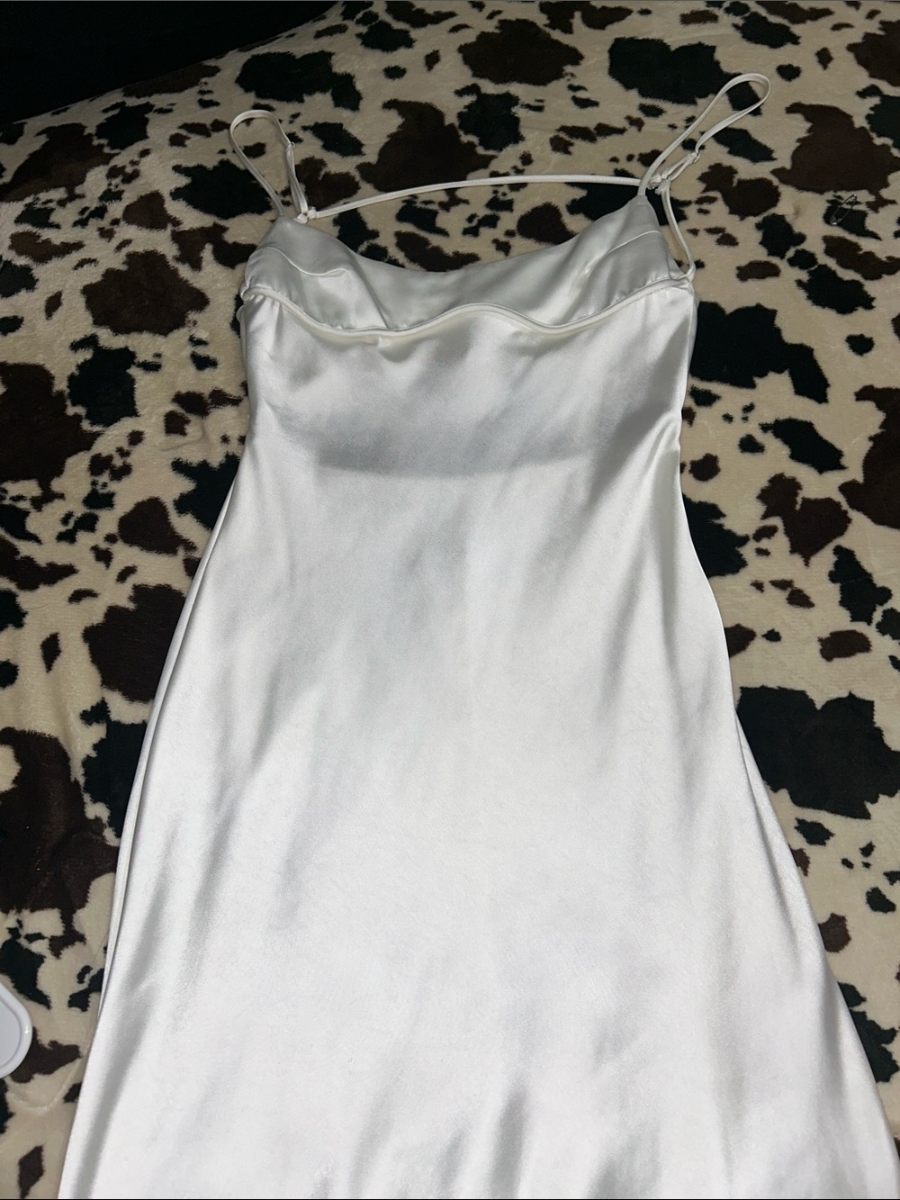 Zara White Satin Slip Chemise with Adjustable Straps